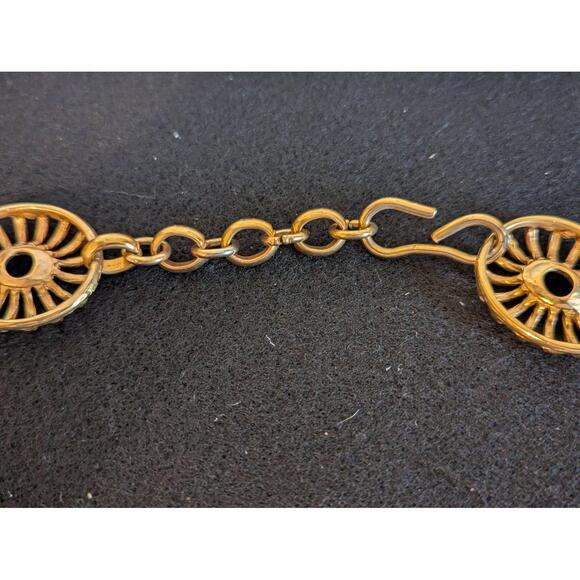 Vintage Necklace Womens 17 Inch Gold Tone Circle Hook Closure Statement Elegant - Picture 5 of 11